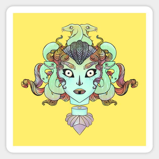 Medusa And Snakes Art Sticker by cellsdividing